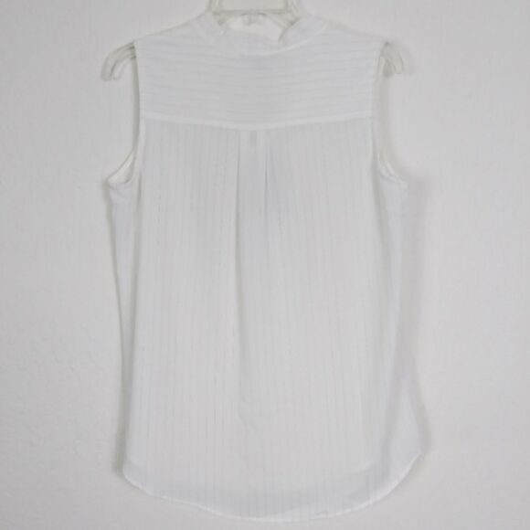 Adrianna Papell White & Silver Pinstriped Sleeveless Blouse - Picture 2 of 7